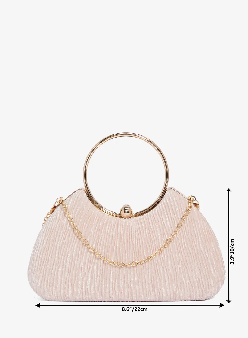 Ella Limited Edition  Textured Ring Handle Bag With Gold Accent for Women | Best Price UAE